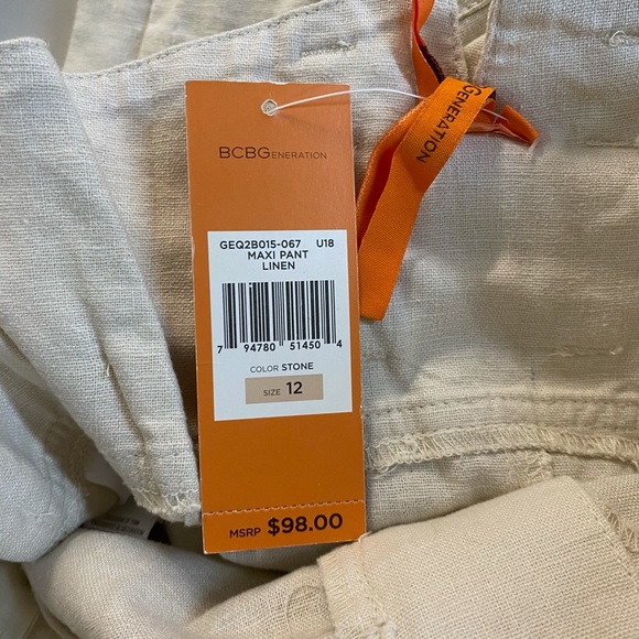 BCBGeneration NWT stone tie waist maxi linen pants - Picture 5 of 8